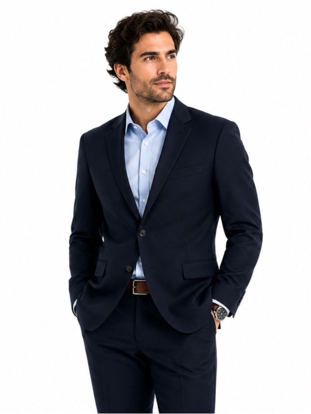 Michael KORS Men’s Blazer Size 44L Navy Wool Blend Suit Jacket Sports Coat Work